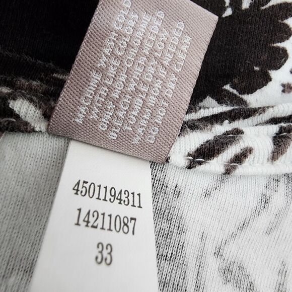 Chico's T Shirt Top Womens Size 1 Small Black White Exotic Palm Print Tropical - Picture 7 of 7